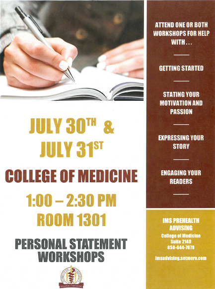 Personal Statement Workshop Flyer