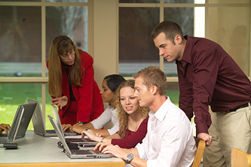 Students search with computer