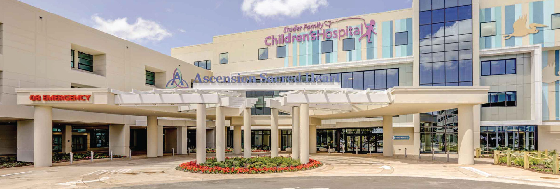 Exterior of the The Studer Family Children’s Hospital at Ascension Sacred Heart