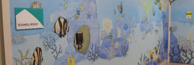 Ocean mural in the Seashell Room 