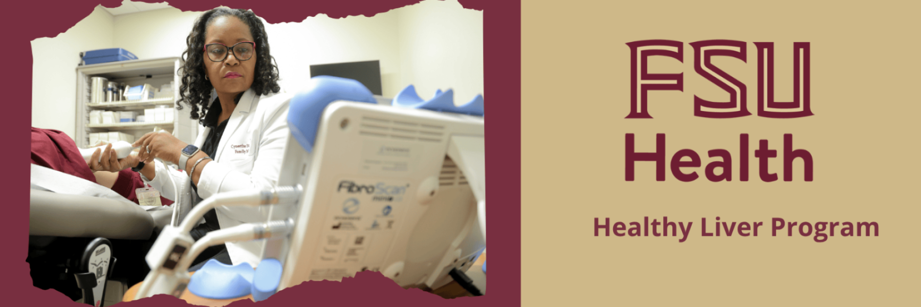 Photo of Dr. Cyneetha Strong using the liver scanner