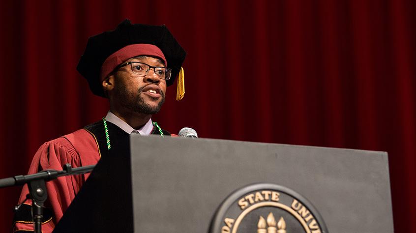 Brett Thomas Speaking at Graduation