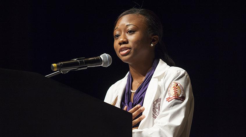 Angela Guzman Speaking at the White Coat Ceremony