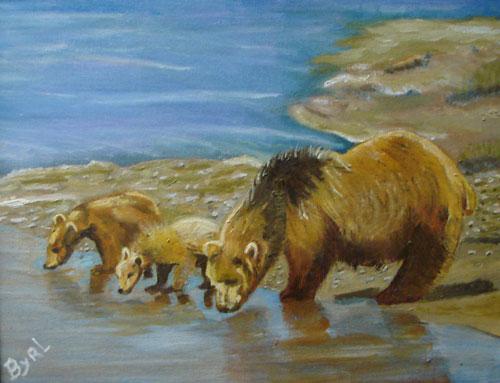 Bears Drinking by Byrl A. Clayton