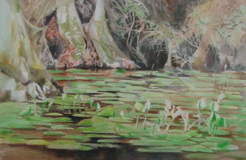 Lighted Pond by Yoshiko Murdick