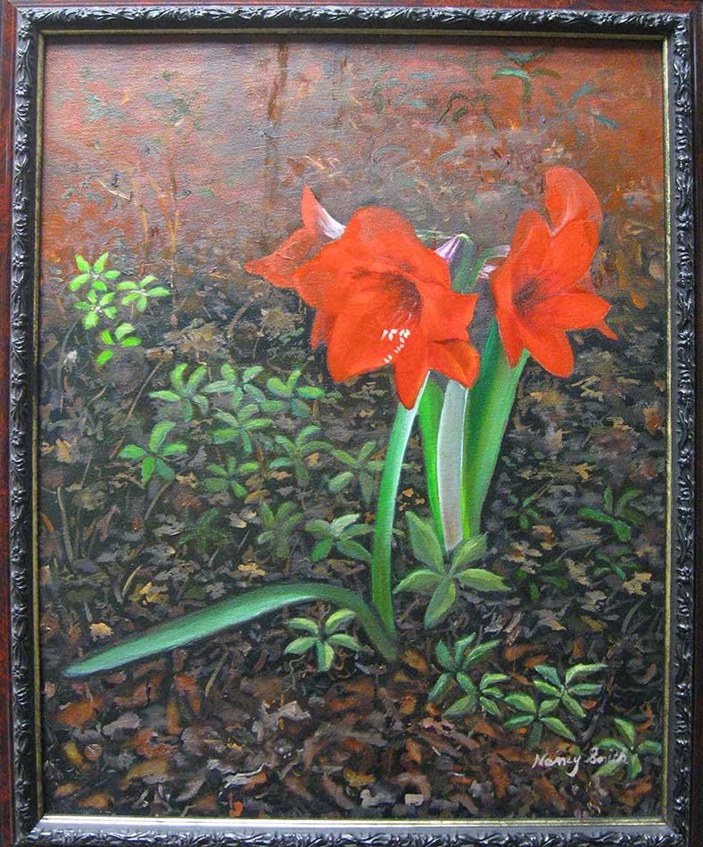 Amaryllis in My Yard by Nancy Smith