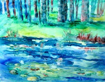 Lilies on the Lake by Nancy Juster Johnson