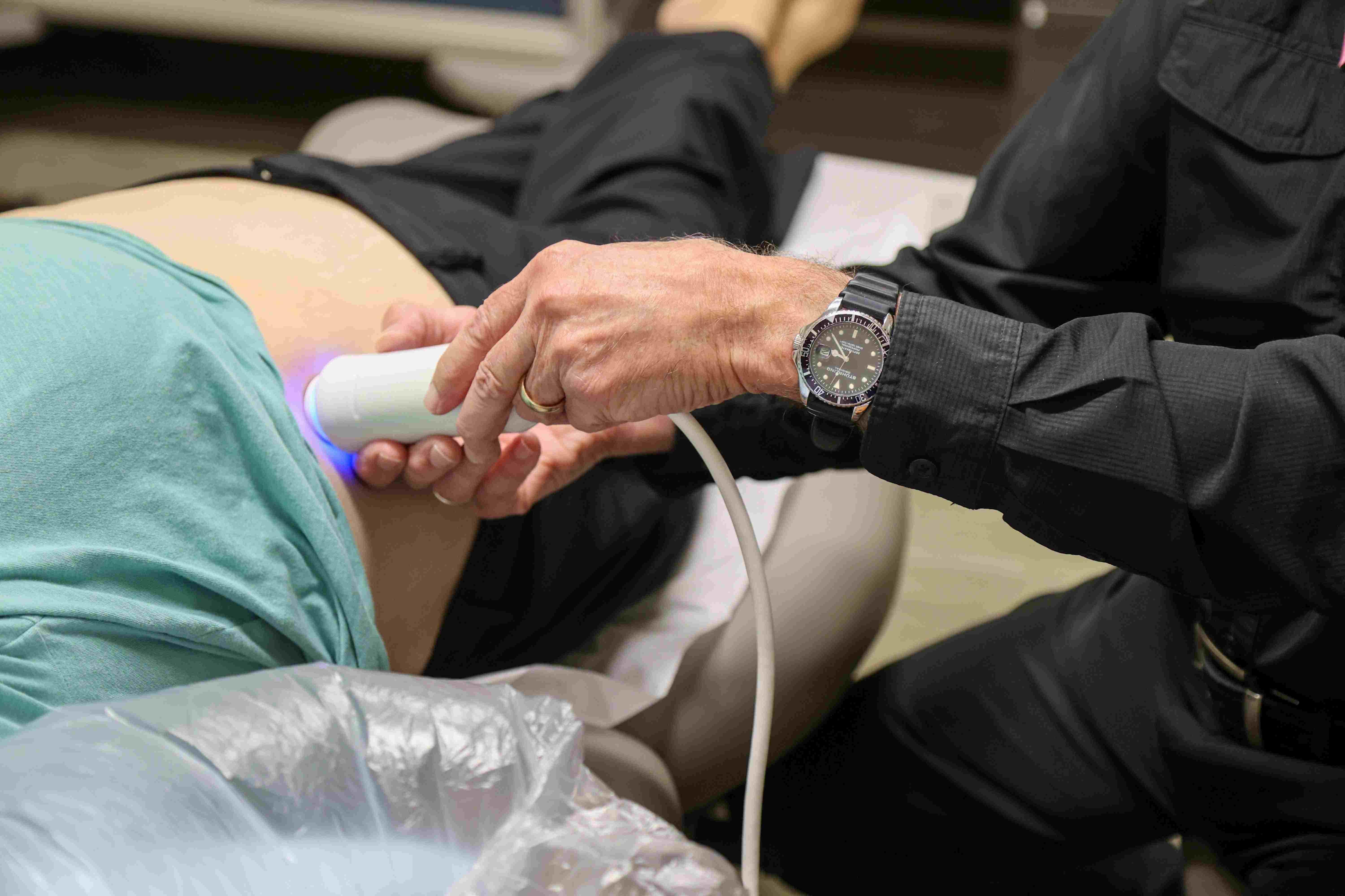 Photo of patient getting liver scan