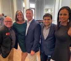 Dr. David O'Bryan, Clerkship Director for OB, Dr. Melissa Bruhn, OB/GYN, and recipient of the Outstanding Clerkship Faculty Educator Award, with her husband Donald Bruhn, Dr. Sandeep Rahangdale, Tallahassee Regional Campus Dean, and Dr. Arasi Thangavelu, Wellness Medical Clinic.