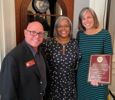 Dr. David O'Bryan, Clerkship Director for OB, with Dr. Andrea Friall, OB/GYN, and Dr. Melissa Bruhn, OB/GYN, Outstanding Clinical Faculty Educator recipient for 2022.