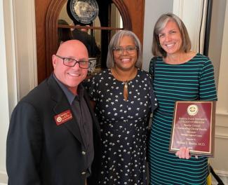 Dr. David O'Bryan, Clerkship Director for OB, with Dr. Andrea Friall, OB/GYN, and Dr. Melissa Bruhn, OB/GYN, Outstanding Clinical Faculty Educator recipient for 2022.