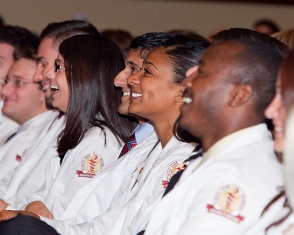 Med students attending the ceremony
