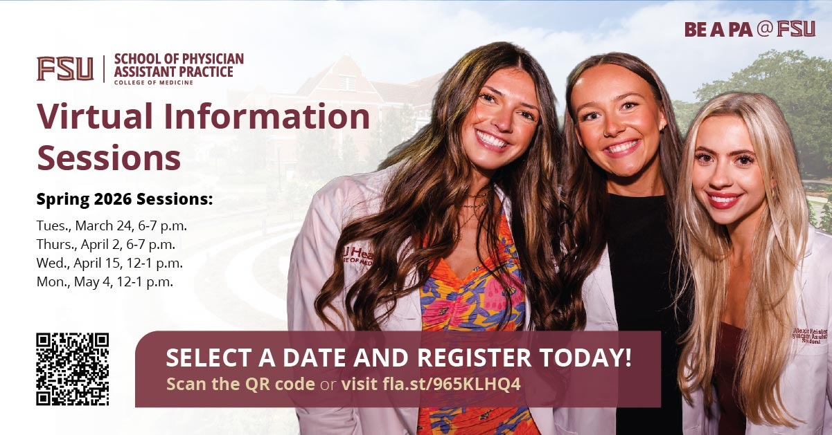 You can select a date and register for Virtual Information Sessions online at fla.st/965KLHQ4 .