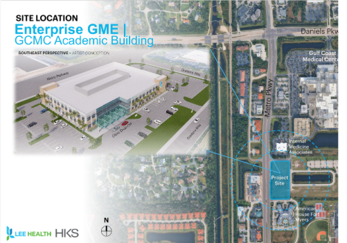 Artist's rendering of site location of GCMC Academic Building