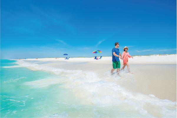 Couple walking along the beack