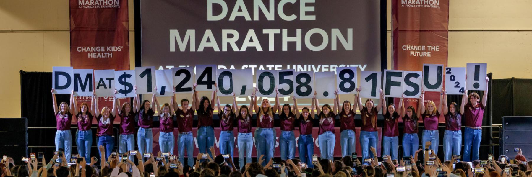 The "reveal" showed the 2024 Dance Marathon at FSU raised more than $1.24 million.