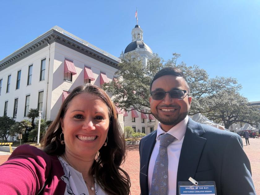 Dr. Cavanagh and an associate standing in front of a building in Washington DC