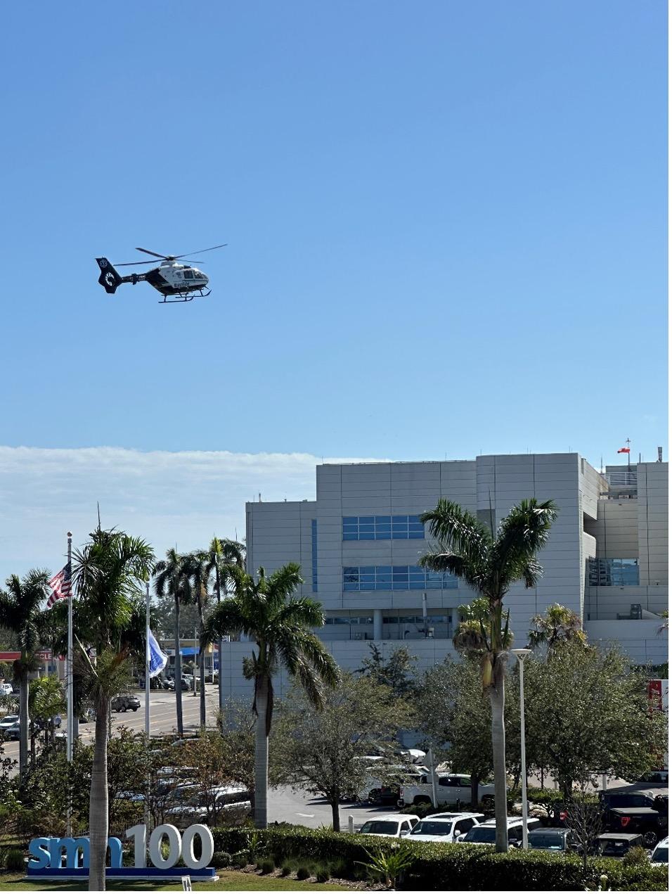 EMS Helicopter over Sarasota Memorial Hospital